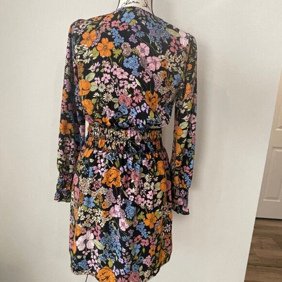 Anthropologie WAYF Dress BLack floral Smocked Fall Sz S Aesthetic Cottage Core - Picture 12 of 16